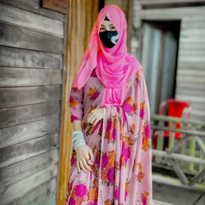 ইন্ডিয়ান ওয়েটলেস প্রিন্ট জর্জেট শাড়ি + ব্লাউজ পিছ S-04