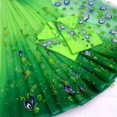 হাফ সিল্ক শাড়ি এবং ধূপিয়ান কটন পাঞ্জাবি CD-14