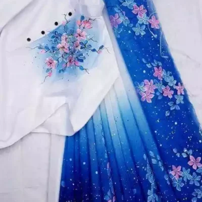 হাফ সিল্ক শাড়ি এবং ধূপিয়ান কটন পাঞ্জাবি CD-17