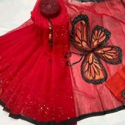 হাফ সিল্ক শাড়ি এবং ধূপিয়ান কটন পাঞ্জাবি CD-18