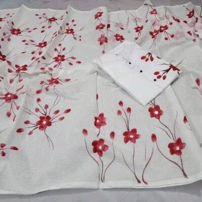 হাফ সিল্ক শাড়ি এবং ধূপিয়ান কটন পাঞ্জাবি CD-26