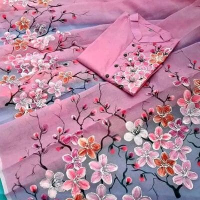 হাফ সিল্ক শাড়ি এবং ধূপিয়ান কটন পাঞ্জাবি CD-29