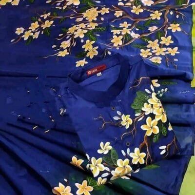 হাফ সিল্ক শাড়ি এবং ধূপিয়ান কটন পাঞ্জাবি CD-32