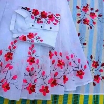 হাফ সিল্ক শাড়ি এবং ধূপিয়ান কটন পাঞ্জাবি CD-33