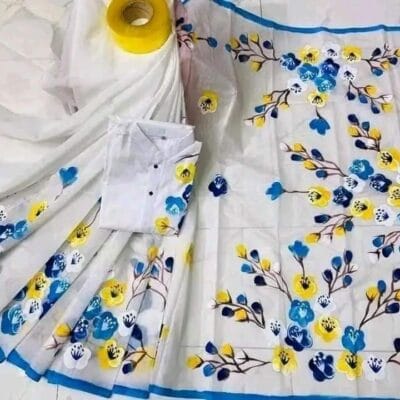 হাফ সিল্ক শাড়ি এবং ধূপিয়ান কটন পাঞ্জাবি CD-34