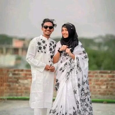 হাফ সিল্ক শাড়ি এবং ধূপিয়ান কটন পাঞ্জাবি CD-52