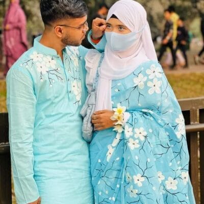 হাফ সিল্ক শাড়ি এবং ধূপিয়ান কটন পাঞ্জাবি CD-71