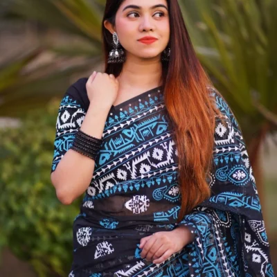 ঢাকাই জামদানী শাড়ি + ব্লাউজ পিছ S-26 (Original)